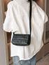 Quilted Square Bag Flap Black Small