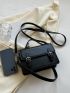 Minimalist Square Bag Buckle Decor Mini Black