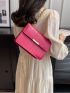 Crocodile Embossed Square Bag Chain Decor Small Neon Pink