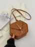 Quilted Novelty Bag Tassel Decor Mini Brown
