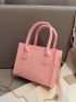 Mini Square Bag Geometric Embossed Pink Felt