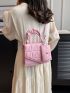 Quilted Square Bag With Coin Purse Ruched Handle Pink