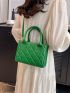 Quilted Square Bag Mini Double Handle Green
