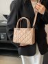 Quilted Square Bag Mini Double Handle Khaki