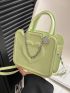 Heart Graphic Square Bag Mini Chain Decor Green
