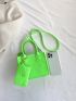 Stitch Detail Square Bag With Coin Purse Neon Green