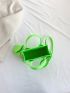 Stitch Detail Square Bag With Coin Purse Neon Green