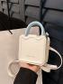 Letter Graphic Square Bag Mini Double Handle White
