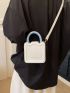 Letter Graphic Square Bag Mini Double Handle White