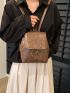 Minimalist Flap Backpack Mini Coffee Brown Vintage