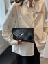 Crocodile Embossed Envelope Bag Medium Black