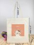 Cartoon Graphic Shopper Bag Small Double Handle Preppy