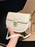 Crocodile Embossed Saddle Bag Small White