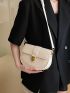 Crocodile Embossed Saddle Bag Small White