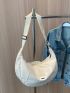 Letter Patch Decor Hobo Bag Oversized Preppy