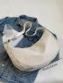 Letter Patch Decor Hobo Bag Oversized Preppy
