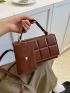 Geometric Pattern Square Bag With Coin Purse Coffee Brown