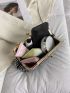 Studded Decor Square Bag Kiss Lock Faux Pearl Beaded Medium, Clear Bag