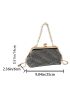 Studded Decor Square Bag Kiss Lock Faux Pearl Beaded Medium, Clear Bag