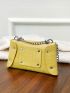 Crocodile Embossed Square Bag Mini Yellow