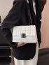 Quilted Square Bag Small Flap White