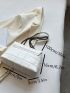 Quilted Square Bag Small Flap White