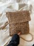 Mini Flap Straw Bag Paper Tassel Decor