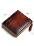 Letter Graphic Small Wallet Genuine Leather Anti-theft