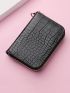 Crocodile Embossed Card Holder Zipper Black