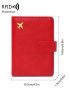 Airplane Graphic Passport Case RFID Blocking Red