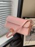 Embroidered Detail Square Bag Mini Flap Pink