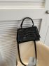 Crocodile Embossed Square Bag Top Handle Fashion