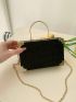 Mini Box Bag Crocodile Embossed Chain Black PU Fashionable