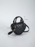 Quilted Novelty Bag Mini Double Handle Black