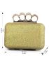 Mini Box Bag Rhinestone Decor Chain Glitter Glamorous For Party