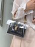 Flap Square Bag Chain Bamboo Joint Design Top Handle With Inner Pouch Clear PVC Fashionable