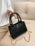 Crocodile Embossed Square Bag Mini Black