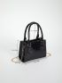 Crocodile Embossed Square Bag Mini Black