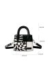 Mini Square Bag Geometric Pattern Double Handle PU Fashionable
