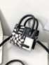 Mini Square Bag Geometric Pattern Double Handle PU Fashionable