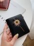 Floral Embroidered Small Wallet Bifold PU Fashionable