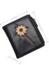 Floral Embroidered Small Wallet Bifold PU Fashionable