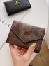 Tree Decor Small Wallet Trifold Snap Button PU Vintage