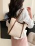 Colorblock Straw Bag Double Handle With Inner Pouch For Vacation