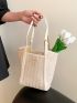 Contrast Binding Straw Bag Vacation