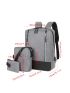 3pcs Bag Set Laptop Backpack Crossbody Clutch Bag Two Tone