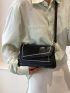 Embroidered Detail Square Bag Flap PU