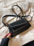 Embroidered Detail Square Bag Flap PU