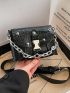 Mini Square Bag Crocodile Embossed Chain & Release Buckle Decor PU