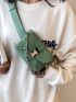 Mini Square Bag Crocodile Embossed Chain & Release Buckle Decor PU